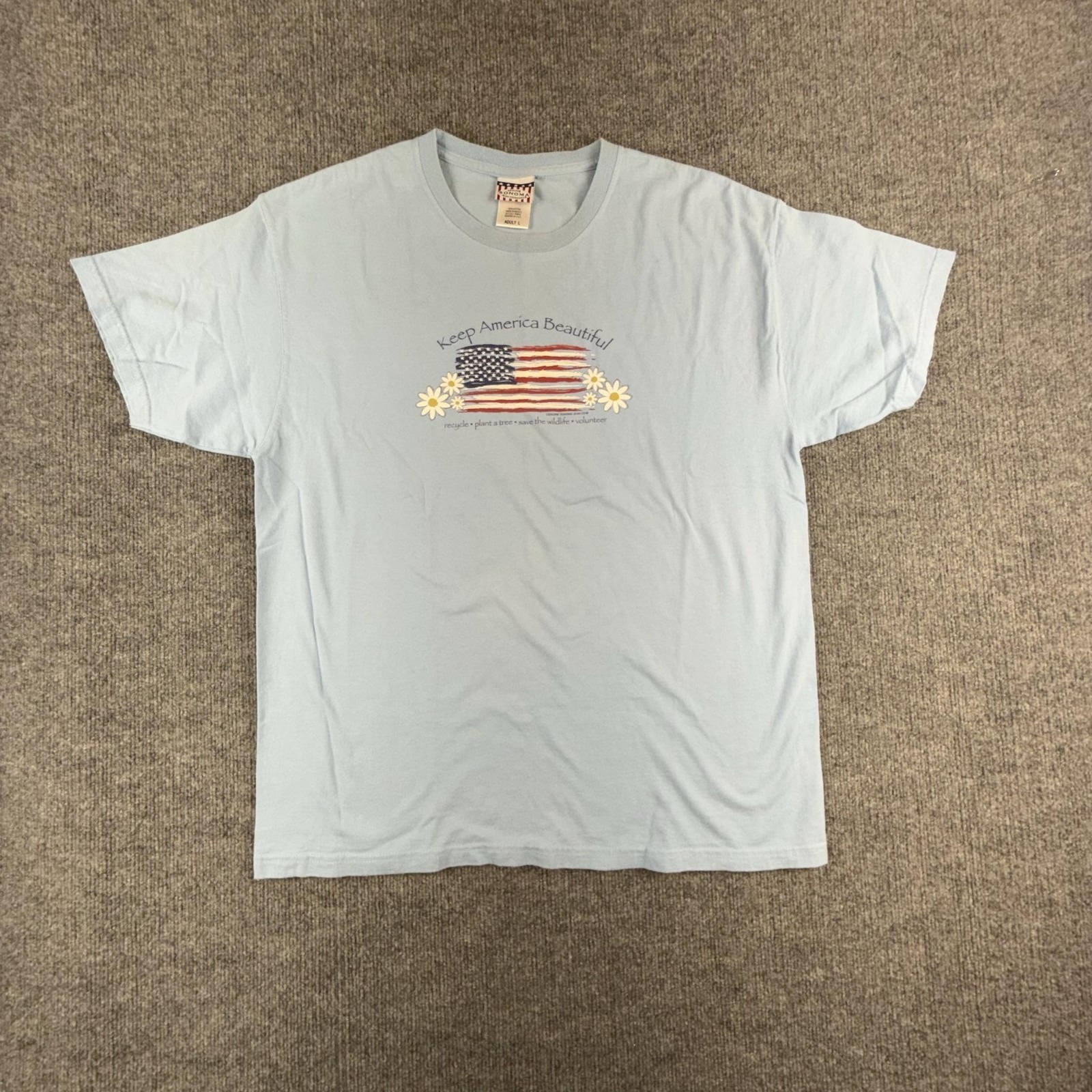 Vtg Sonoma Shirt Womens Large Blue Keep America Beautiful Flag Graphic Patriotic